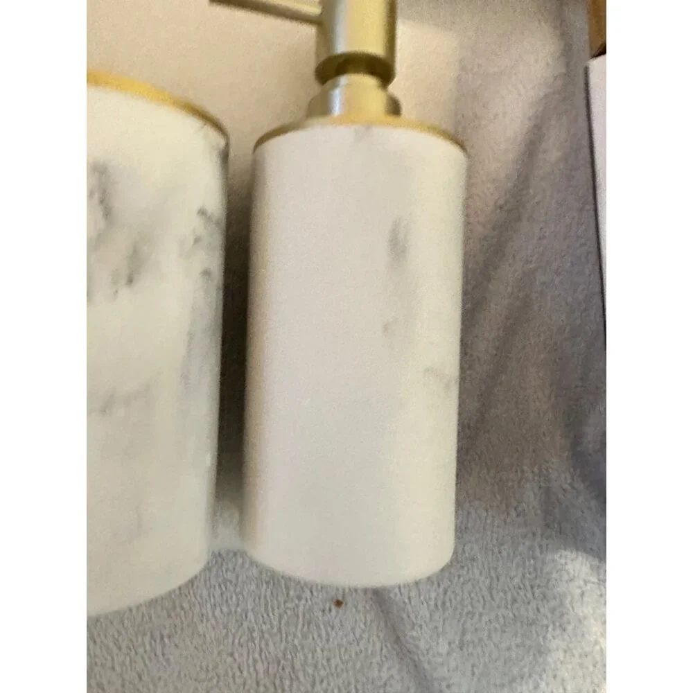 Sunday Citizen Resin Bath Set Unisex OS White Marble Gold Soap Dispenser Tumbler